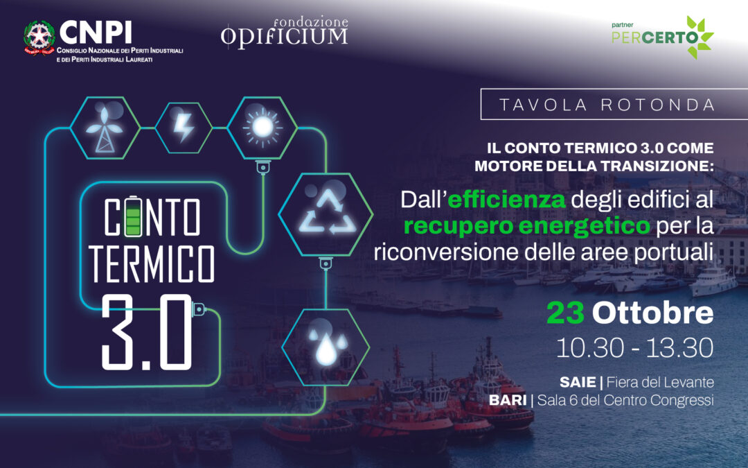 Tavola rotonda “Il Conto Termico 3.0 come motore della transizione: dall’efficienza degli edifici al recupero energetico per la riconversione delle aree portuali”